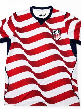 New USA Wavy Striped Soccer Jersey National Team Fan Shirt - L Sport Best Fashio